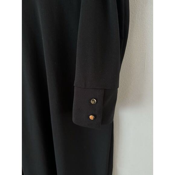 H&M Black Drapey V Neck Long Sleeve Classic Midi Dress Size XL - Picture 4 of 6
